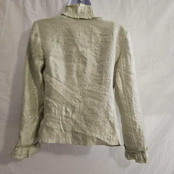 Rafaella Light Green Ruffle Front Blouse - Picture 3 of 4